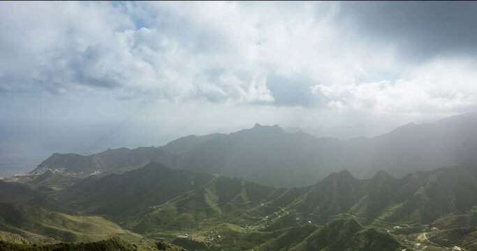 Rural Anaga Park, Tenerife Spain. Clouds mooving timelapse