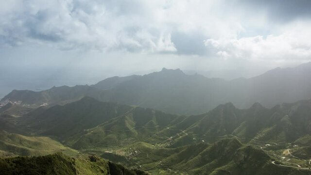 Rural Anaga Park, Tenerife Spain. Clouds mooving timelapse