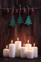 New Year decoration background wiht burning candles