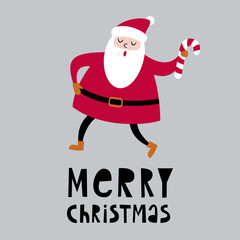 Merry Christmas. Christmas greetings from Santa Claus. New Year poster. Letters. Vector.