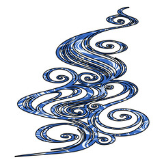 和風な波のシルエット素材とシームレスパターン イラスト 川の流れ Canvas Print ふわぷか