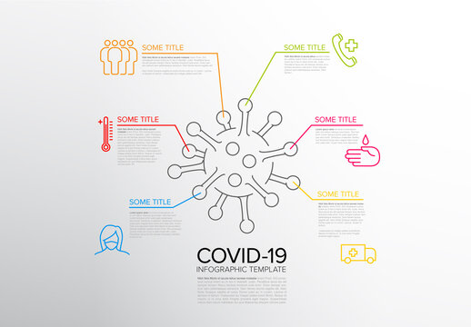thin Line Coronavirus Infographic Layout