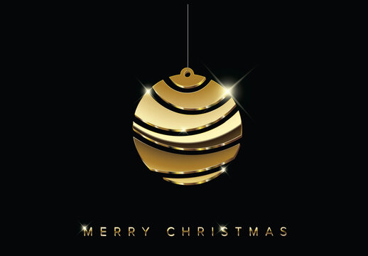 Christmas Card with Minimalistic Golden Bulb 