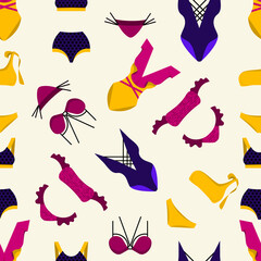 Pattern of fashion women swimwear. vector illustration.