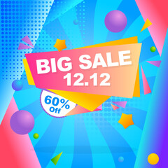 big sale banner promotion with abstract flat ribbon design