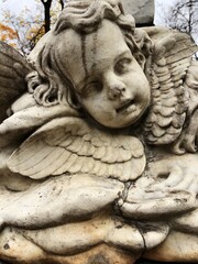 Beautiful view marble statue in the necropolis