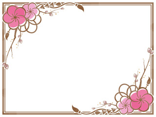 梅と水引のエレガントなフレーム素材セット 飾り枠 イラスト Antique Wall Mural Antiq ふわぷか