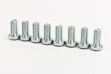 metal steel bolts isolated on white background