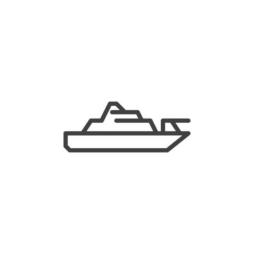 recommend clip art: Battleship line icon. linear style sign for mobile concept and web design. Military boat outline vector icon. Symbol, logo illustration. Vector graphics