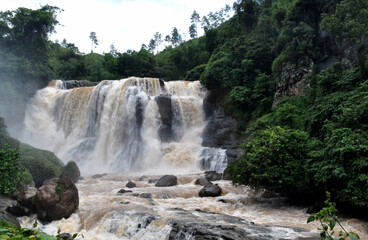Malela Waterfall view in Rongga District, West Bandung Regency, West Java.
