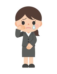 泣く スーツ 女性
