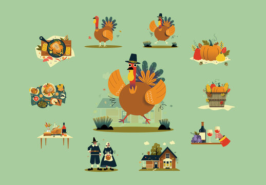 thanksgiving Graphic Illustration Kit