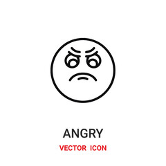 angry icon vector symbol. angry face symbol icon vector for your design. Modern outline icon for your website and mobile app design.