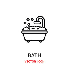 bath icon vector symbol. bath symbol icon vector for your design. Modern outline icon for your website and mobile app design.