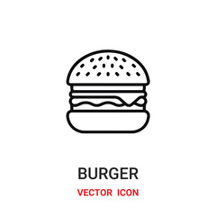 burger icon vector symbol. burger symbol icon vector for your design. Modern outline icon for your website and mobile app design.