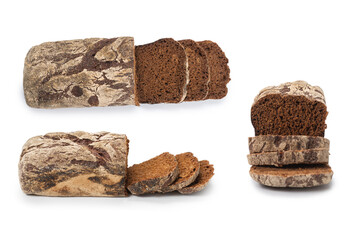Brown bread isolated on white background.