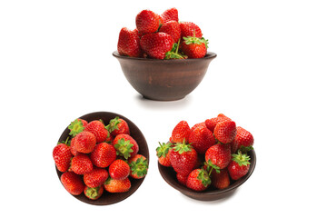 Strawberry. Fresh berries macro. Isolated on white.