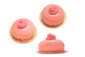 Pink pudding isolated on white