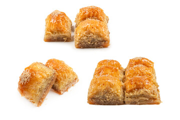 Delicious sweet baklava isolated on white background.