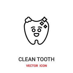 clean tooth icon vector symbol. clean tooth symbol icon vector for your design. Modern outline icon for your website and mobile app design.