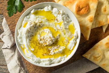 Homemade Yogurt Labneh Cheese Dip