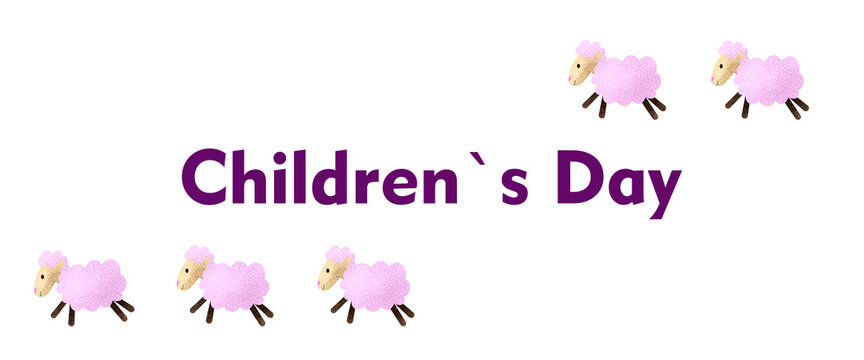 world children's day poster design. Image of text on the background of sheep running past. Perfect for banners and flyers. EPS10.