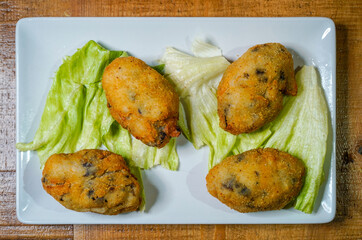 Dish with croquettes