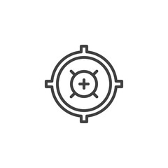 Aim, target line icon. linear style sign for mobile concept and web design. Sniper aim outline vector icon. Symbol, logo illustration. Vector graphics