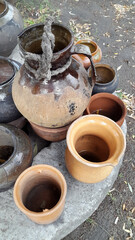 Clay pots. Old pots. Ancient Clay Pots. Vintage photo