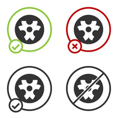 Black Biohazard symbol icon isolated on white background. Circle button. Vector.