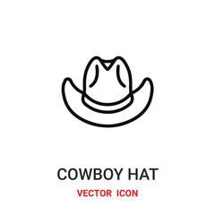 cowboy hat icon vector symbol. cowboy hat symbol icon vector for your design. Modern outline icon for your website and mobile app design.