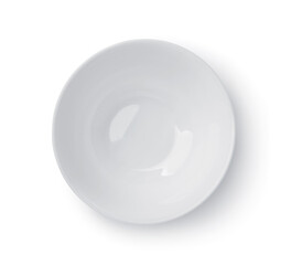 Top view of white empty ceramic dip bowl