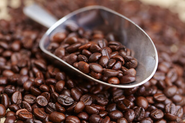 coffee beans on the spoon