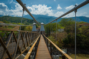 Santa Fe de Antioquia / Colombia - January 21, 2018. Puente de Occidente (Western Bridge) in Santa Fe de Antioquia, Colombia