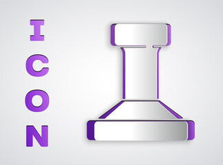 Paper cut Stamp icon isolated on grey background. Paper art style. Vector.