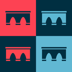 Pop art Bridge for train icon isolated on color background. Vector.