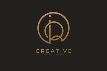 Abstract initial letter I and Q logo, usable for branding and business logos, Flat Logo Design Template, vector illustration - obrazy, fototapety, plakaty