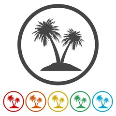 Palm islands ring icon, color set