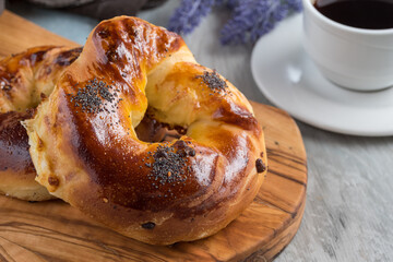 Fresh Turkish acma on the cutting board.