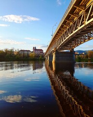 Fototapeta na wymiar Steel bridge over the river Elbe in Litoměřice