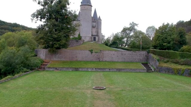 Rising into the sky over the fantastical medieval Castle of Veves.