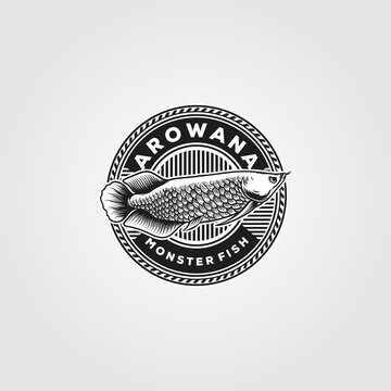 arowana fish logo vintage vector illustration design
