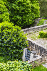 Terrace of the old castle of Meudon on the edge of the slope. Municipality of Meudon (in the southwestern suburbs of Paris), Hauts-de-Seine, Ile-de-France, France.