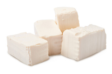 white tofu isolated on white background with clipping path