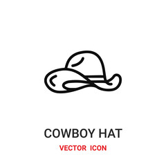 Cowboy vector icon . Modern, simple flat vector illustration for website or mobile app.Western hat symbol, logo illustration. Pixel perfect vector graphics	
