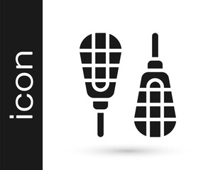 Black Snowshoes icon isolated on white background. Winter sports and outdoor activities equipment. Vector.