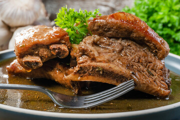 Braised pork ribs.