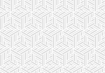Abstract geometric pattern with stripes, lines. Seamless vector background. White and gray ornament. Simple lattice graphic design.