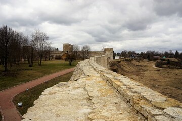 wall of Izborsk fortress similar on the road