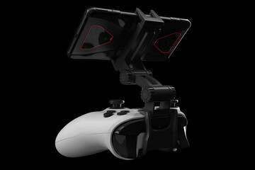 Realistic joystick for playing games on a mobile phone isolated on black